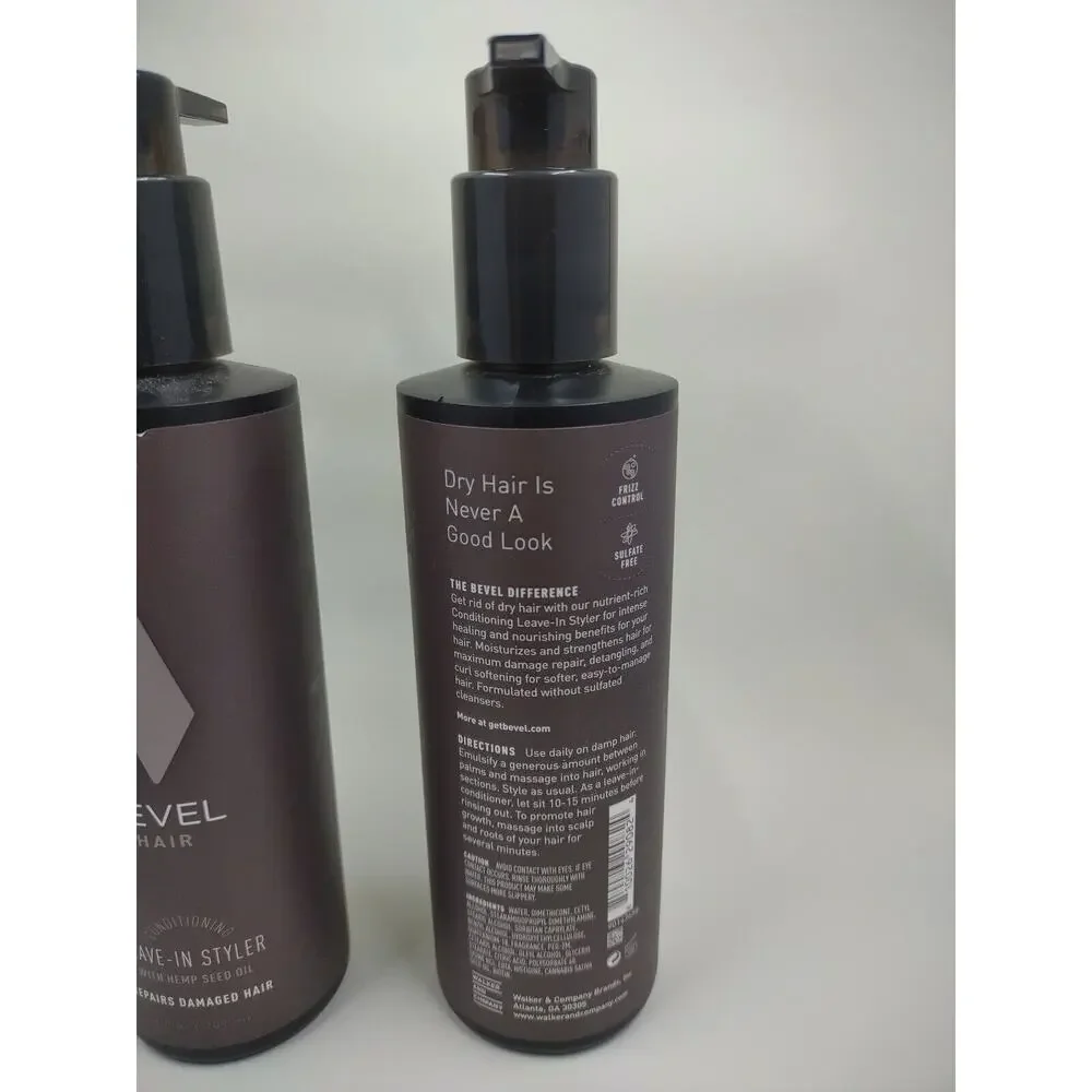 Bevel Hair 7 oz Conditioning Leave In Styler With Hemp Seed Oil NEW pack of 2